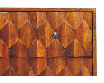 Artisan Pineapple Carved Chest - Chestnut