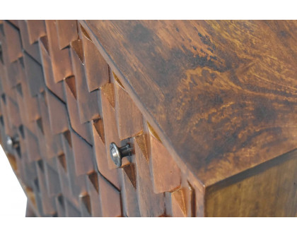 Artisan Pineapple Carved Chest - Chestnut