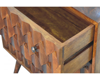 Artisan Pineapple Carved Chest - Chestnut