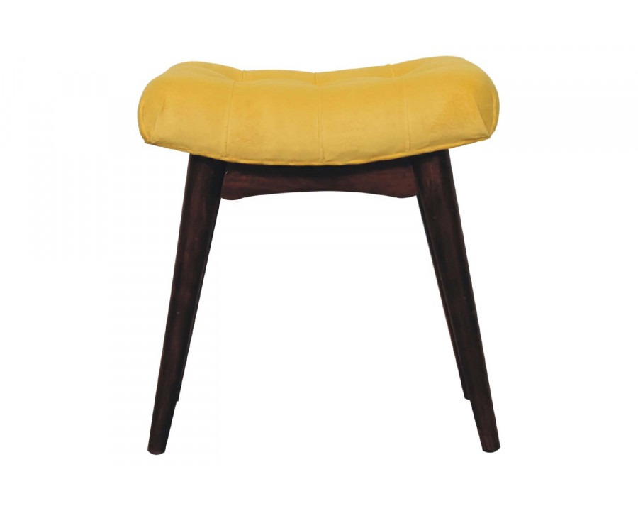 Artisan Curved Mini Bench - Mustard, Velvet