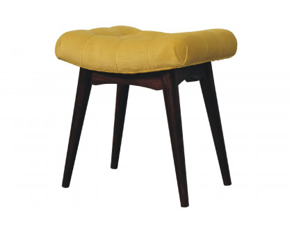 Artisan Curved Mini Bench - Mustard, Velvet