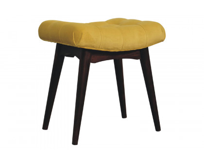 Artisan Curved Mini Bench - Mustard, Velvet