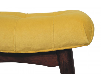 Artisan Curved Mini Bench - Mustard, Velvet