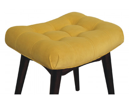 Artisan Curved Mini Bench - Mustard, Velvet