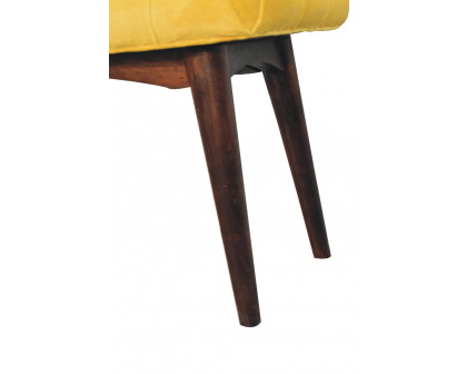 Artisan Curved Mini Bench - Mustard, Velvet