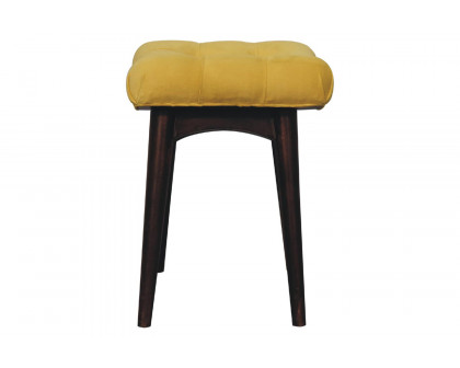 Artisan Curved Mini Bench - Mustard, Velvet