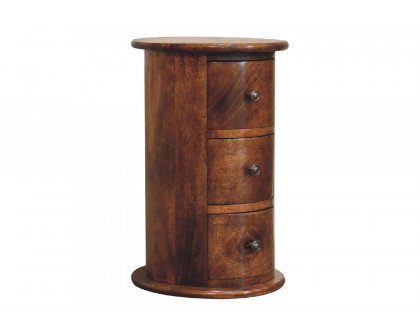 Artisan Mini Drum Bedside with 3 Drawers - Chestnut