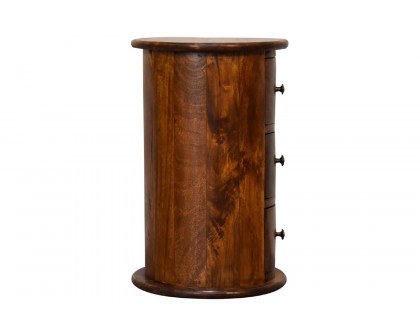 Artisan Mini Drum Bedside with 3 Drawers - Chestnut