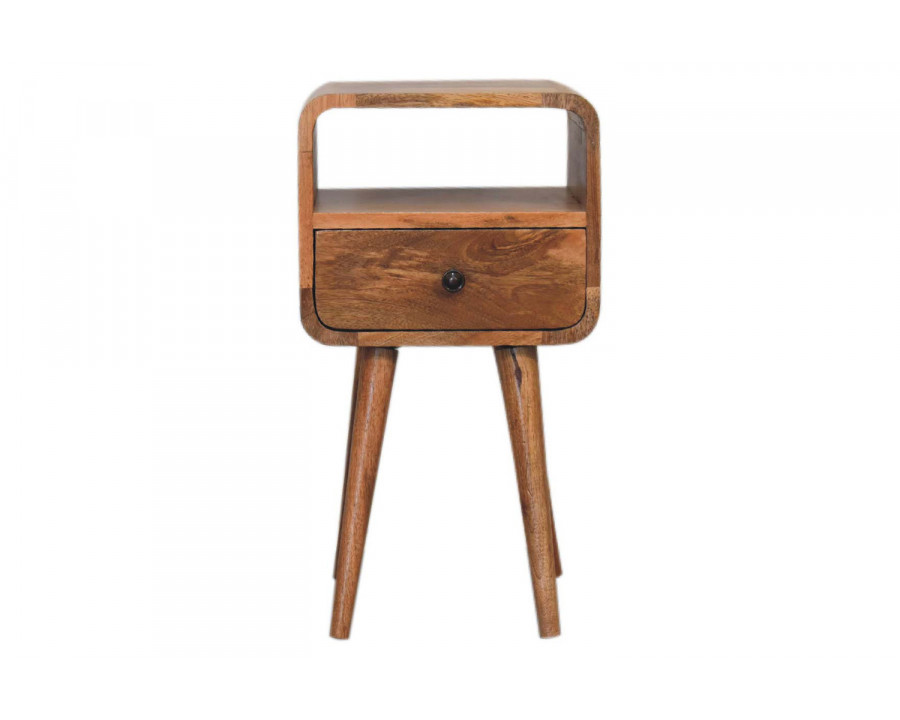 Artisan Curved Open Slot Mini Bedside - Oak-ish