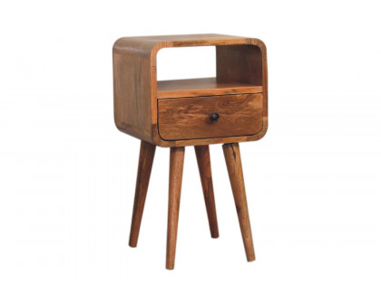 Artisan Curved Open Slot Mini Bedside - Oak-ish