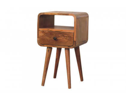 Artisan Curved Open Slot Mini Bedside - Oak-ish