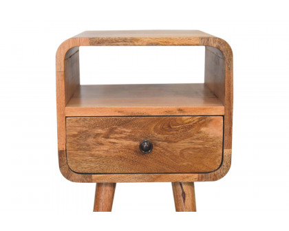 Artisan Curved Open Slot Mini Bedside - Oak-ish