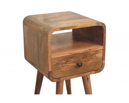 Artisan Curved Open Slot Mini Bedside - Oak-ish