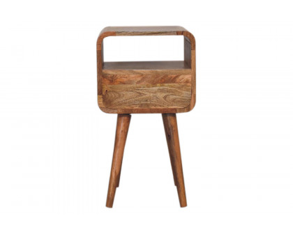 Artisan Curved Open Slot Mini Bedside - Oak-ish