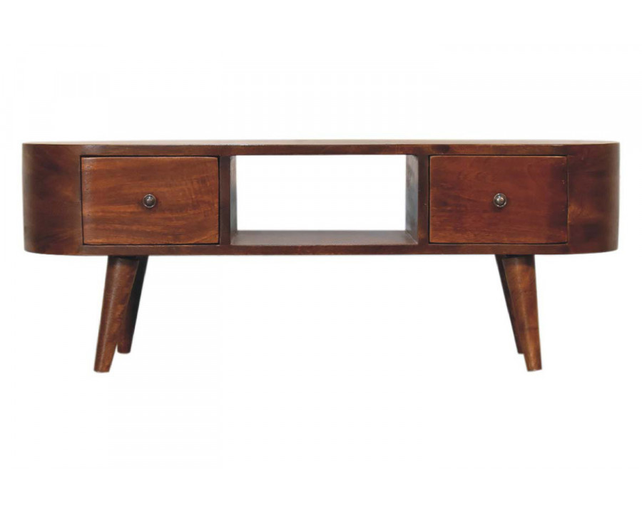 Artisan - Rounded Coffee Table with Open Slot in Chestnut