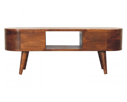 Artisan - Rounded Coffee Table with Open Slot in Chestnut