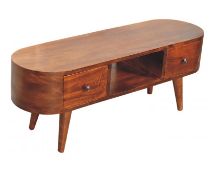 Artisan - Rounded Coffee Table with Open Slot in Chestnut