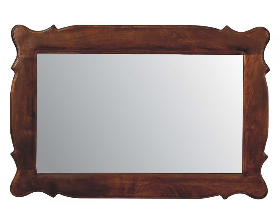 Artisan Hand Carved Oblong Frame with Mirror - Chestnut