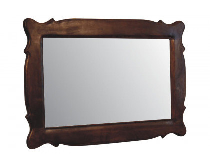 Artisan Hand Carved Oblong Frame with Mirror - Chestnut