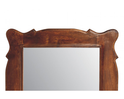 Artisan Hand Carved Oblong Frame with Mirror - Chestnut