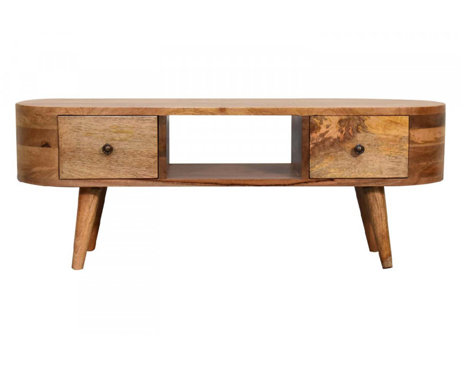 Artisan - Rounded Mini Entertainment Unit in Oak-ish, Open Slot