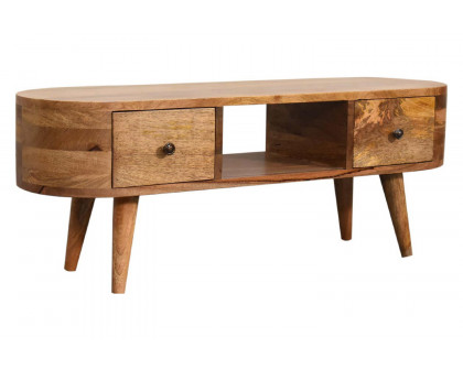 Artisan - Rounded Mini Entertainment Unit in Oak-ish, Open Slot