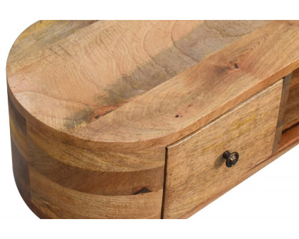 Artisan - Rounded Mini Entertainment Unit in Oak-ish, Open Slot