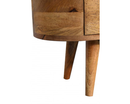 Artisan - Rounded Mini Entertainment Unit in Oak-ish, Open Slot