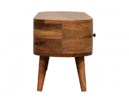 Artisan - Rounded Mini Entertainment Unit in Oak-ish, Open Slot