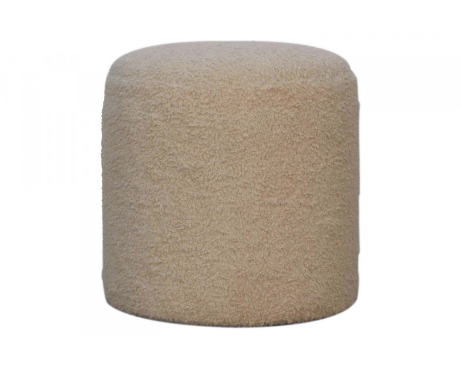 Artisan - Round Footstool in Cream, Boucle