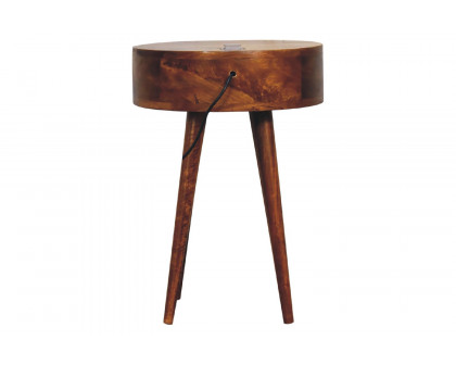 Artisan - Single Rounded Bedside Table with Reading Light in Chestnut