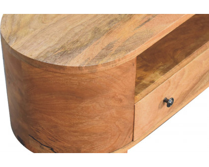 Artisan - Rounded Mini Entertainment Unit in Oak-ish, Open Shelf