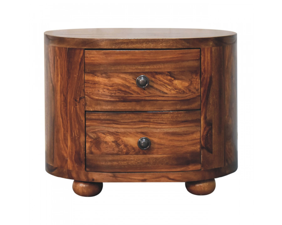 Artisan - Round Nightstand with Bun Feet in Honey