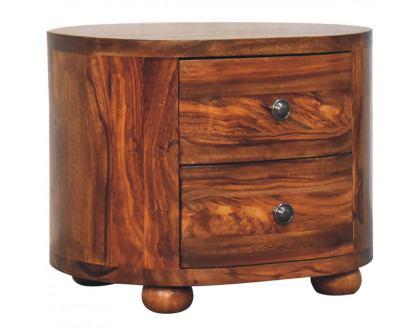 Artisan - Round Nightstand with Bun Feet in Honey