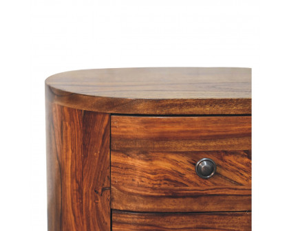 Artisan - Round Nightstand with Bun Feet in Honey