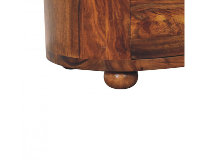 Artisan - Round Nightstand with Bun Feet in Honey