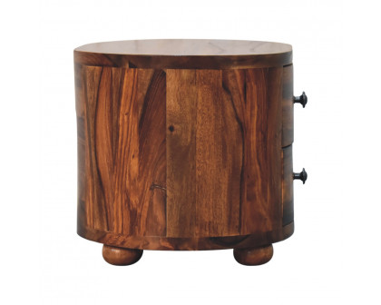 Artisan - Round Nightstand with Bun Feet in Honey