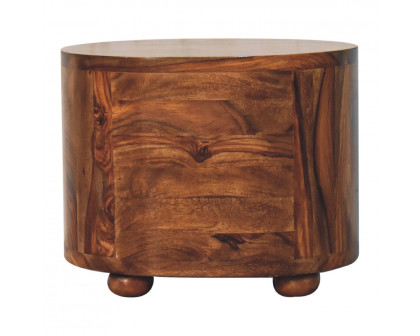 Artisan - Round Nightstand with Bun Feet in Honey