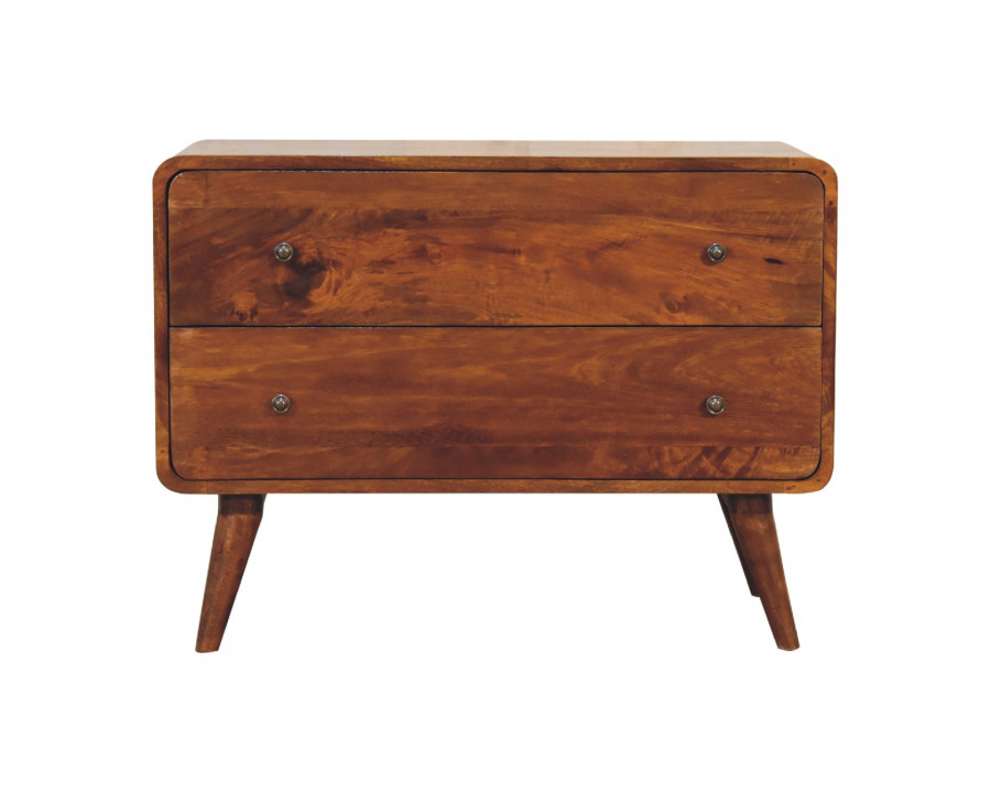 Artisan - Curved Chest with 2 Drawer in Chestnut