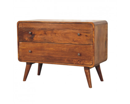 Artisan - Curved Chest with 2 Drawer in Chestnut