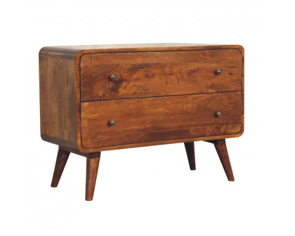 Artisan - Curved Chest with 2 Drawer in Chestnut