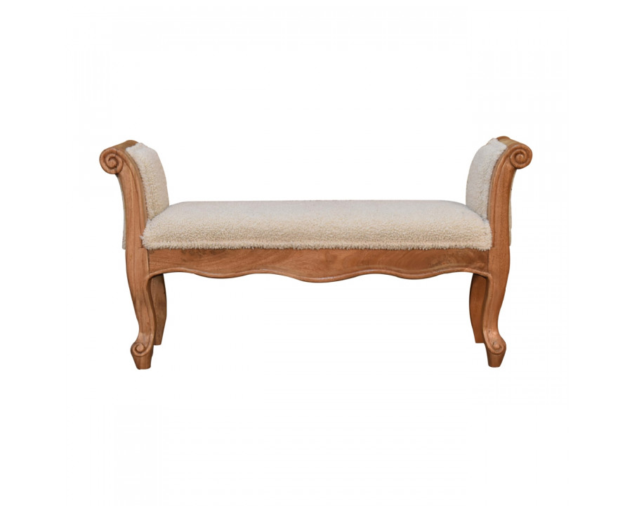 Artisan - French Style Bench in Cream, Boucle