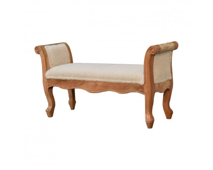 Artisan - French Style Bench in Cream, Boucle