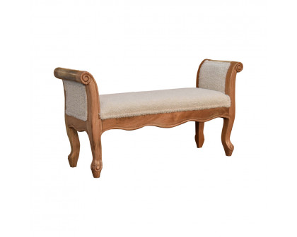 Artisan - French Style Bench in Cream, Boucle