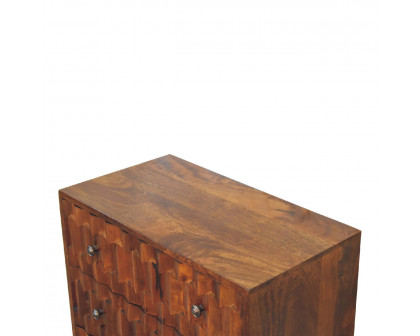 Artisan - Pineapple Carved Chest in Chestnut, Mango Wood