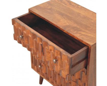 Artisan - Pineapple Carved Chest in Chestnut, Mango Wood