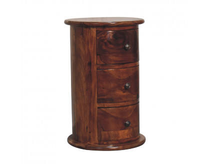 Artisan Sheesham Drum Chest with 3 Drawer - Chestnut