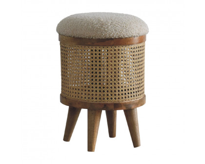 Artisan - Larissa Footstool in Cream, Boucle