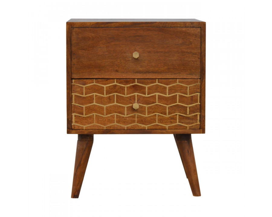 Artisan - Pattern Nightstand with 2 Drawer in Gold