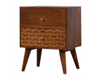 Artisan - Pattern Nightstand with 2 Drawer in Gold